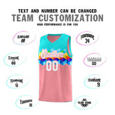 Custom Aqua Pink-White Personalized Colorful Basketball Jersey Sets